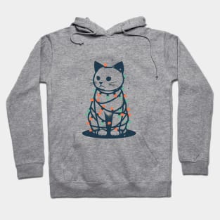 Christmas Cat Retro Minimal Hoodie